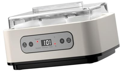 rockible Yogurtiera automatica, macchina per yogurt elettrica da 1,2 l, controllo della temperatura PTC, 6 contenitori in vetro, multifunzionale per feste