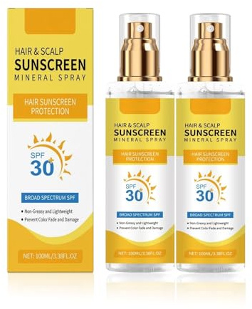 Scalp Sunscreen SPF30 | Hair & Scalp Sun Protection Spray, Non-Greasy UV Protector to Prevent Colour Fade & Dryness, Water-Resistant for Beach, Running & Outdoor Activities, All Hair Types (2pc)