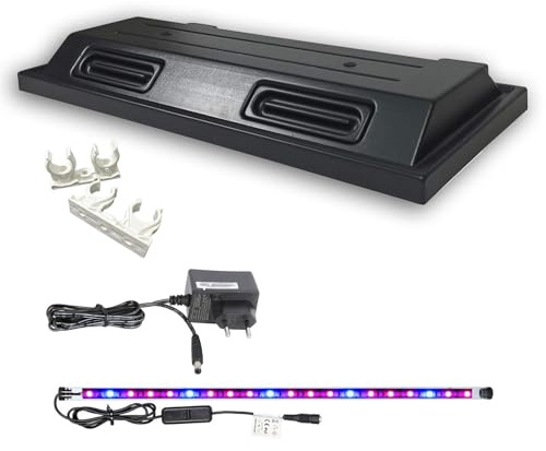 ZooPaul Aquarium Abdeckung 80x35 mit Montage (optional) Terrarium LED APP Steuerung (1x LED Pflanze 1x Montage)