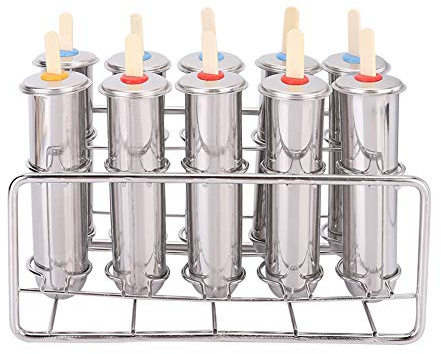 Cryfokt Molde para Helado de Acero Inoxidable, Máquina para Hacer Paletas 304 con a Prueba de Fugas y Cepillo de Limpieza para Paletas de Hielo Caseras, Soldadura sin Costuras, 12