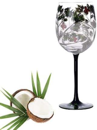 Genérico Copa De Vino Decorativa: Elegante Pintura Artesanal De Las Cuatro Estaciones, Cristalería Artística Pintada A Mano, Copa De, Decoración Elegante Para El Hogar | Regalo Para Mujer