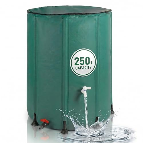 Relaxdays depósito de Agua Plegable, 250L, jardín y balcón, 2 grifos, Verde