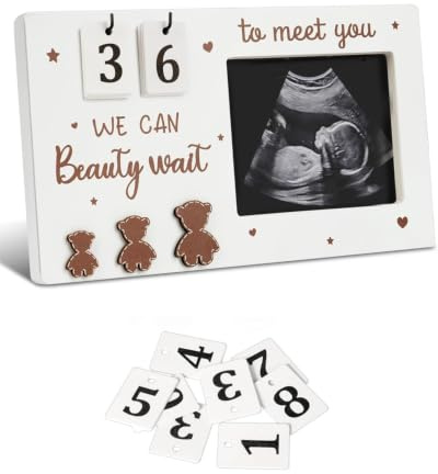 KRVNTH Ultraschallbilderrahmen 1 Stück mit Baby Countdown Wochen für Sonogramm Bilder. Ideales Geschenk für Schwangere & werdende Eltern, zur Baby Ankündigung & Baby Shower