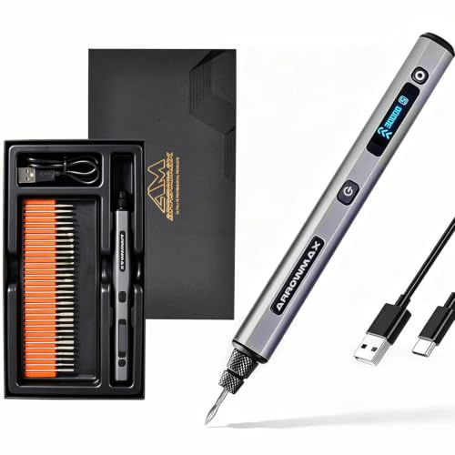 ARROWMAX 5-Speed Wood Carving Engraving Pen for Metal Glass Plastic | Cordless Engraver Pen Tool with 30 Bits Engraver Rotary Tool Kit DIY Craft Unique Gifts for Women Teenage Adults