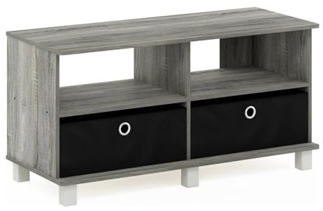 Furinno Centro di Intrattenimento TV, Legno, French Oak Grey/Black