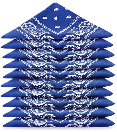 Karl Loven Bandanas 5er Pack 100% Baumwolle Paisley Halstuch Kopf Hals Schal (5er Pack, Konigsblau)