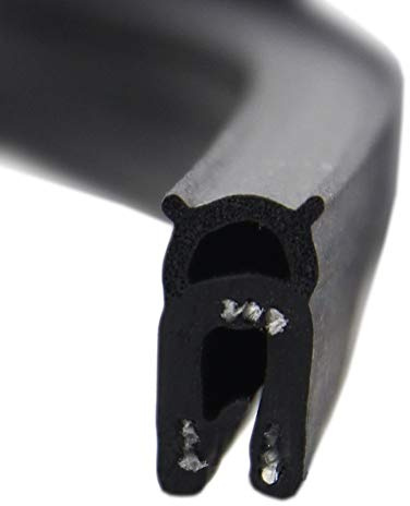 SMI-Dichtungsprofil DO3 für 1-2mm EPDM Moosgummi/Vollgummi mit Stahleinlage selbstklemmend ohne Kleber - Kantenschutz mit Dichtung oben, Kantenschutzdichtprofil für Auto, Kofferraum (50 m)