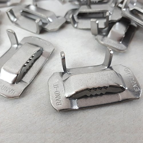 100 Stück V2A Edelstahlschlaufen 9,5mm | 3⁄8 | rostfrei | für V2A Edelstahlband | für die Befestigung von Objekten im Außenbereich | hohe Verarbeitungsqualität der Verbindungsklemmen