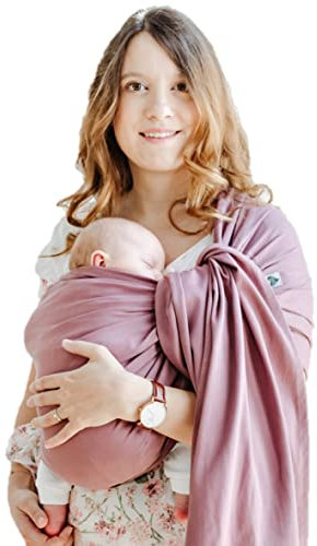 Shabany® - Ring Sling Tragetuch - 100% Bio Baumwolle - Babybauchtrage für Neugeborene Kleinkinder bis 15 KG - inkl. Baby Wrap Carrier Anleitung - violett (plays)