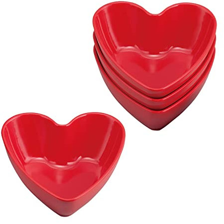 Supreme Housewares 4-Piece 4.75 Inch Melamine Dessert Bowls Appetizer Dinner Bowls Small Serving Bowls Party Bowls Heart Shaped Bowl for Dessert Snack Fruit Side Dishes (4.75 Inch Heart Bowl)