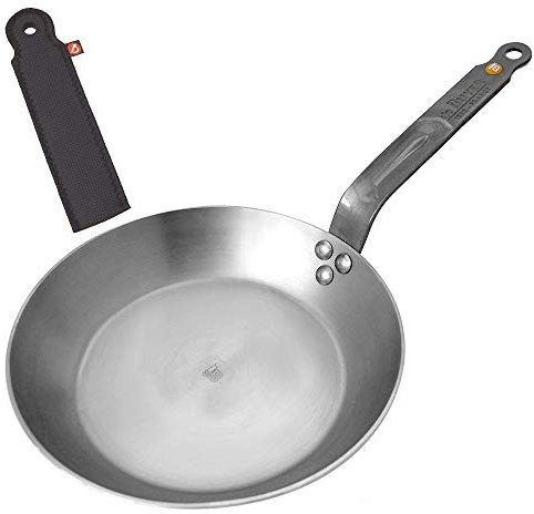 De Buyer Mineral B Element 5610.28 Poêle à frire en acier Avec housse de queue pour protéger la main, fer, 20 cm