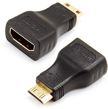 VMOJO 2er-Pack Mini HDMI auf HDMI Adapter, Typ C Stecker auf Typ A Buchse | Für Kamera, Tablet & Camcorder an TV/Monitor. Vergoldet, Plug&Play. ACHTUNG: Nicht für Micro-HDMI oder USB-C