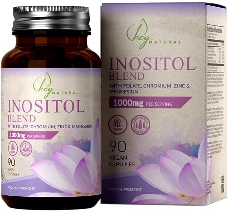 HN Inositolo | 90 Myo Inositolo Capsule Inositol Integratore | 1000mg Inositol con Acido Folico 200μg e Cromo 100μg per Dose | Non-OGM, Senza Glutine e Allergeni | Prodotto nel Regno Unito