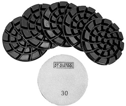 DT-DIATOOL Almohadillas de Pulido de Diamante 100mm 6 Piezas #30 Seco o Húmedo para Hormigón Cemento Terrazo Suelo