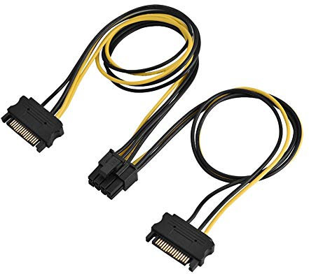 VBESTLIFE Câble d'alimentation PCI-E 15 Broches SATA à 8 Broches, câble Adaptateur d'alimentation SATA 15 Broches mâle à 8 Broches Femelle PCI-E PCI Express(Câble Double SATA de 40 cm)