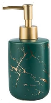 FülleMore Marmoroptik Seifenspender aus Keramik 300ml nachfüllbar Pumpseifenspender Lotionspender Spülmittelspender Porzellan Handseifenspender Flüssigseifenspender für Küche Bad Hotel (Grün)