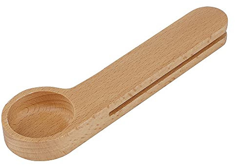 Coffee Scoop and Bag Clip, Wooden Long Handled 2 in 1 Tablespoon, Solid Beech Wood Measuring Scoop for Ground Beans, Coffee Beans, Loose Tea