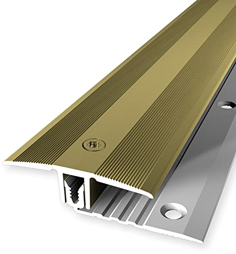 PROVISTON | Übergangsprofil | Parkettausgleich | Breite: 44 mm | Höhenausgleich: 7-18 mm | Länge: 900 mm | Aluminiumprofil | Gold | 1 Stück