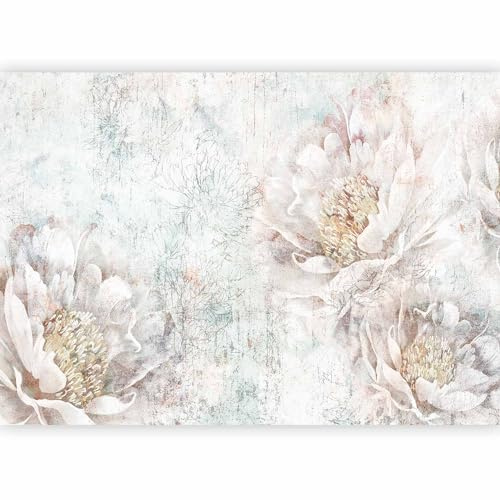 murando Fotomurales autoadhesivos Flor 343x256 cm Papel Pintado coración | Pared Murales Pegatina corativos adhesivos 3d Fotográfico planta Floral Vintage bosquejo