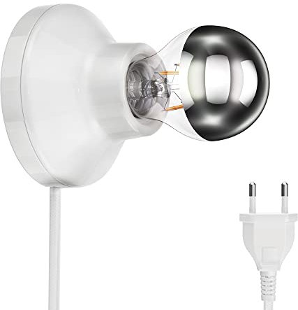 ledscom.de Douille de lampe en porcelaine Elektra, fiche, interrupteur, blanc + lampe LED 486lm, Smart Home, blanc chaud - blanc froid