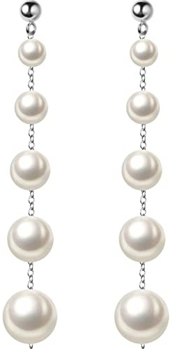 Echte Neueste 925 Sterling Silber Mode Synthese Perle 6 cm Lange Ohrstecker Für Frauen Mädchen Hochzeit Schmuck