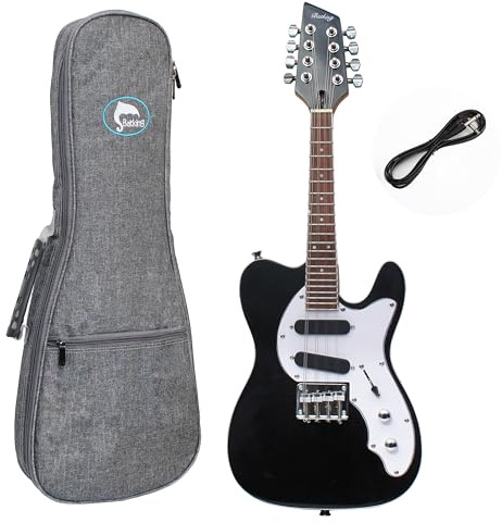 Batking Mandoline, 8 Saiten, akustisches elektrisches Mandocaster-Instrument für Anfänger und Erwachsene, Schwarz