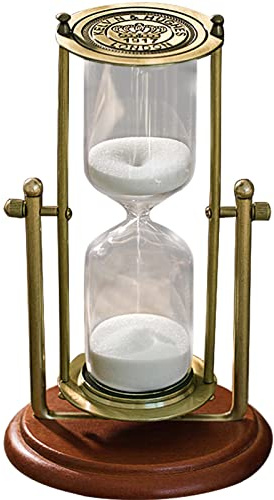 Vintage Hourglass Sand Timer Decor,360° Rotating 15 Min White Sand Visual Timer for Home,Office Desk Decor