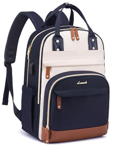 LOVEVOOK Laptop Backpack for Women, Waterproof 15.6 inch Work Bag Womens | Rucksack with Anti-theft Zipper & USB Port, LargeLadies Backpacks Back Pack Womans for Travel School University Business Blue