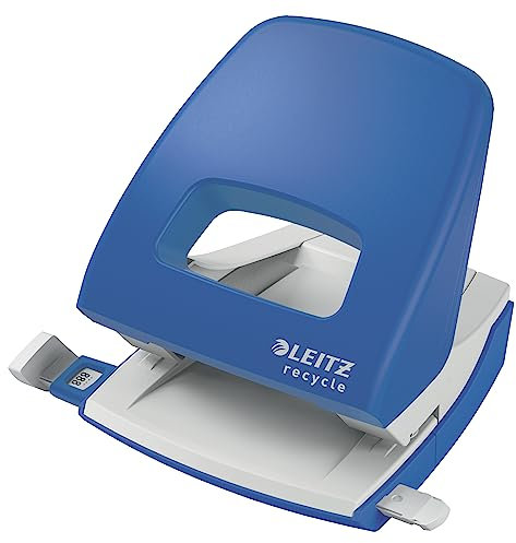 Leitz Hole Punch, 30 Sheets, Guide Bar with Format Markings, 100% Recyclable, Eco Friendly, NeXXt Recycle Range, Blue, 50030035