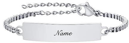 XUANPAI Bracelet Enfant Gravure Personnalisé, Filles Garçons, Prenom, Anniversaire Bijoux Cadeau de Baptême (BR-1540S-12)