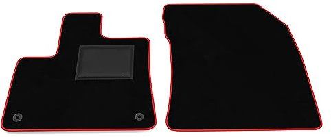 Fußmatten kompatibel mit Citroen Berlingo 3 2018-2022 Roter Rand Automatten Set Individuelle Fußmatten Set Velours Autoteppich