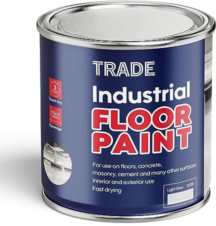 Morgan's Trade 1L Industrial Floor Paint-Ideal For Concrete, Masonry, Garage & Other Floors- Fast Drying Formula-Interior & Exterior Use- (Light Grey)