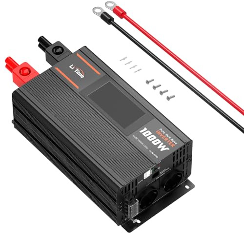 LiTime 1000W Onduleur Sinsus Pur 12V DC à 230V AC Convertisseur pour Camping-Car, Camping, onduleur Solaire avec 2*Sorties AC, écran de Surveillance avec Affichage de l'état en Temps réel