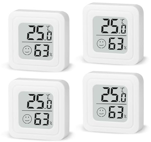 Mini Igrometro Termometro Digitale 4Pcs Termometro Ambiente con Livello di Comfort Monitor di Temperatura e umidità Termometro da Interno per Casa, Camera da Letto, Ufficio