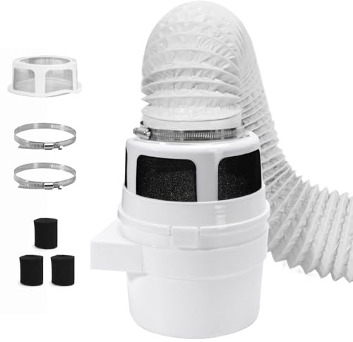 Upgraded Version - VIWINVELA 3 in 1 Indoor Dryer Vent Kit with White Dryer Vent Hose - Dryer Lint Catcher Water Filter Bucket - Dryer Lint Trap for Electric Dryer