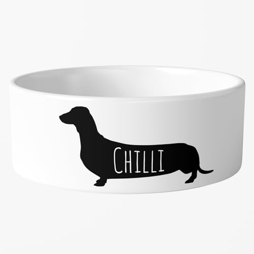 Gamelle personnalisée pour Chien – Motif Teckel, Couleur et Police au Choix