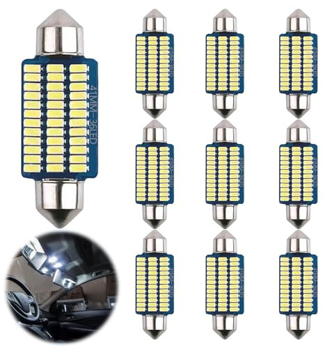 FFTANXS Led innenraumbeleuchtung auto, Led Auto Innenbeleuchtung 41MM Kaltweiss, LED Innenbeleuchtung Streifen,Plug and Play 12V innenraumbeleuchtung,Auto Beleuchtung Innenraum, Auto Licht Innenraum