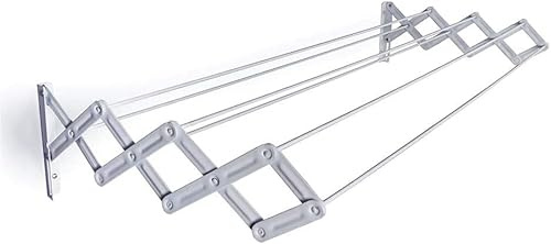 Generico Stendibiancheria da Parete a Fisarmonica Estraibile in Acciaio Plastificato Antiruggine - Salvaspazio, Varie Misure, Ideale per Balconi e Sopravasca. (6 mt)