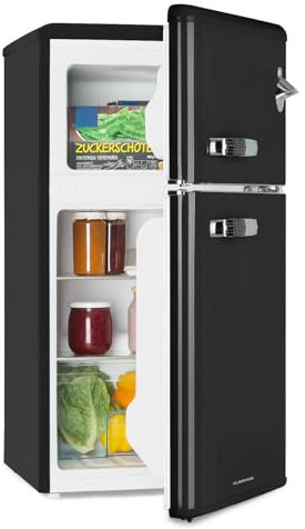 Klarstein Irene - Combinación Frigorífico-Congelador, 61 L Frigorífico, 25 L Congelador, 40 dB Silencioso, 2 Niveles de Refrigeración, 2 Estantes en la Puerta, Negro