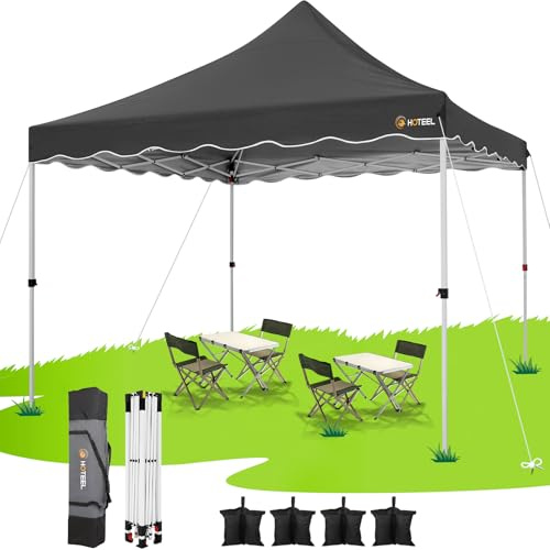 HOTEEL Pavillon 3x3 Faltpavillon 3x3 Wasserdicht Stabil mit 4 SandsäCke, Hoher Gipfel, Uv Schutz 50+ Partyzelt Gartenpavillon Pop Up Pavillon, fürs Camping, Event, Garten, Stahlrahmen, Schwarz | Wasserdicht Stabil, Uv Schutz 50+ Partyzelt Gartenpavillon Pop Up Pavillon, Stahlrahmen, Hoher Gipfel