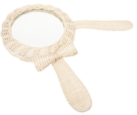STOBAZA Wandspiegel Aus Rattan Dekorativer Hängender Spiegel Für Badezimmer Und Wohnzimmer Multifunktionale Woven Mirror Deko Für Kosmetik Wandornament