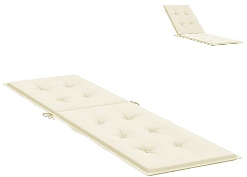 CLALER Liegenauflage 180x50x4 cm, Auflage Gartenliege, Polster Sonnenliege Strandliege Liegenauflagen, Eckbänder & Einstellband, Bezug der Kissen abnehmbar, Outdoor, Creme