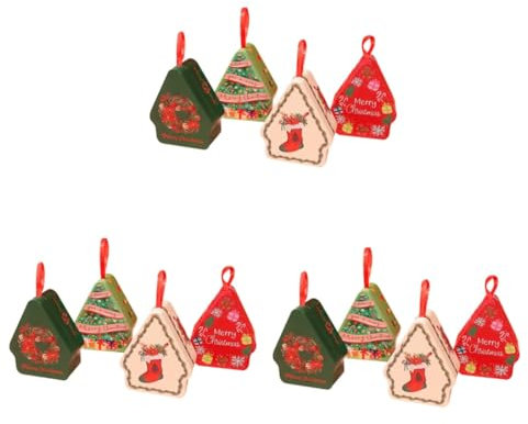 3 Set Scatola Di Caramelle Personalizzato Christmas Party Barattoli Di Caramelle Con Coperchi Di Barattoli Di Biscotti Di Natale Scatole 4 Pezzi * 3 Amosfun