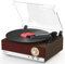 Mycket Vinyl Record Player with Dual Stereo Speaker, Bluetooth 5.3 Turntable Vintage Vinyl Player Support AM/FM Radio, Bluetooth Transmitter,RCA Out, 3 Speed Belt-Driven,Auto-Stop,Wooden Design-Red