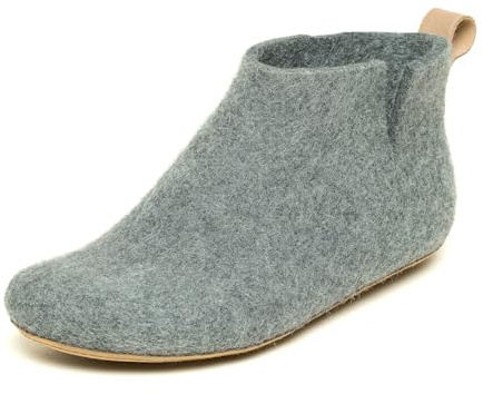 Magicfelt – Fältbåt stugskor – tillverkade av mjuk ullfilt, flexibel lädersula, sidoslitsar för enkel på- och avtagning, hög, GRÅ, 40 EU