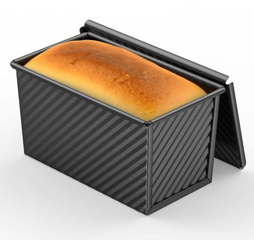 8 * 4 Inch Pullman Loaf Pan with Lid, 1Lb Dough Capacity Bread Loaf Pans, Non-Stick Coating, Carbon Steel Bread Mold for Homemade Bread, Toast Mold for Bakeware, Sandwich & Toast Oven Baking