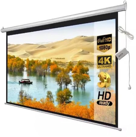 videoproyector Pantalla proyector Pantalla de proyección eléctrica 4K de 80 Pulgadas, 4:3, 16:9, Tela para proyector HD de Oficina(16:9)