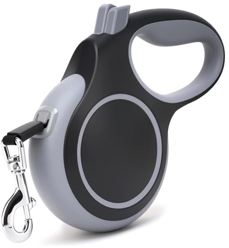 26Ft Retractable Dog Leash, Heavy Duty Great Leash for Dog up to 110 lbs, Anti-Slip Rubberized Handle, One-Handed Brake, Strong Nylon Tape, Tangle Free (Large, Black)