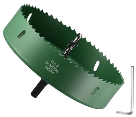 DTGN 5-45/64 Bi-Metal Hole Saw 145mm M42 HSS Hole Cutter for Metal Green | Cutting Tool Good for Thick Stainless Steel/Alloy/Aluminium/Brass/Copper