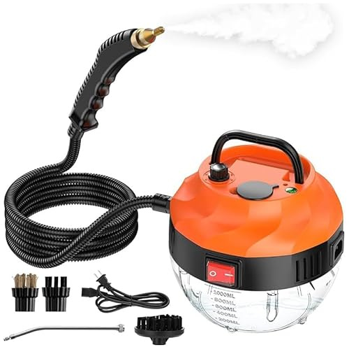 Steam Cleaner, 3800W Steam Cleaner Handheld with 6 Speeds Adjustable, 10s Heat Up, 1L Multi High Pressure Portable Steam Cleaning with 3 Brush Heads for Floors, Bathroom, Kitchen, Car